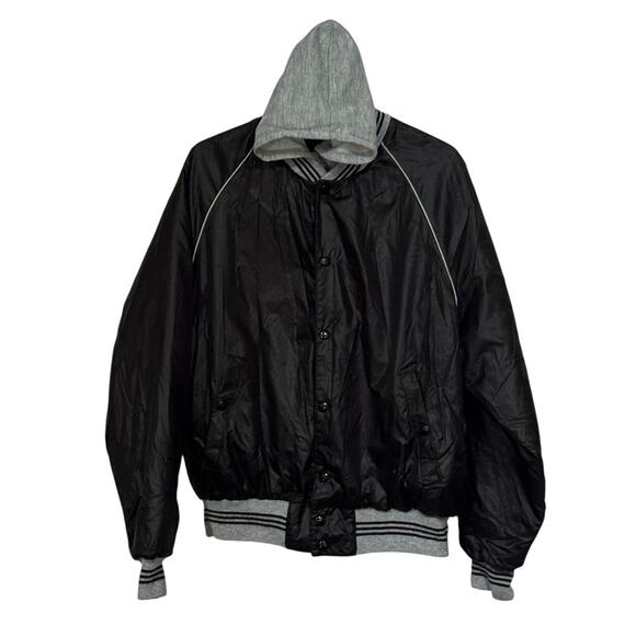 VTG King Louie Pro Fit Men M 40 - 42 Nylon Snap Up Black Gray Jacket USA Made - Picture 1 of 8